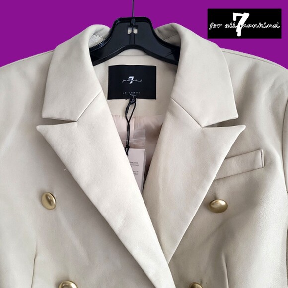 7 For All Mankind NEW Old Money Double Breasted Faux Leather 2-Piece Pantsuit M - Picture 7 of 12